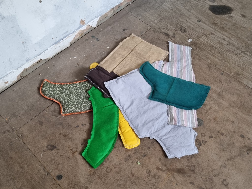 Untitled, 2022, fabric, thread, barbaresi & round