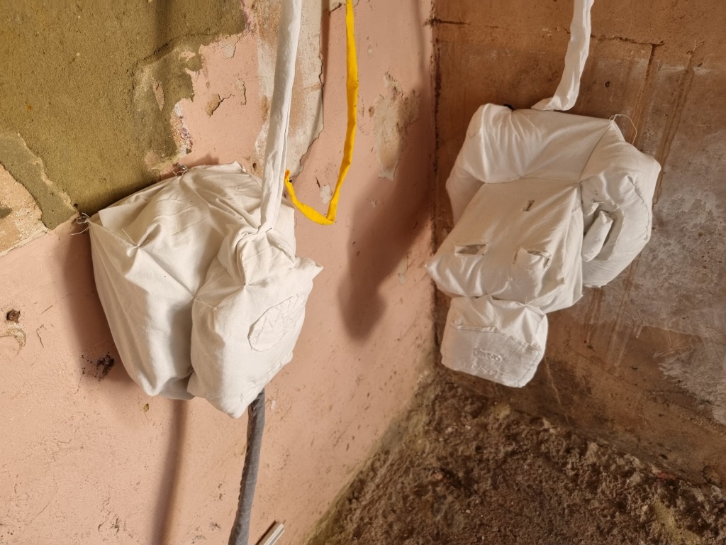 Susanna Round, 'Electrical plugs and sockets', 2022, fabric, thread, wadding