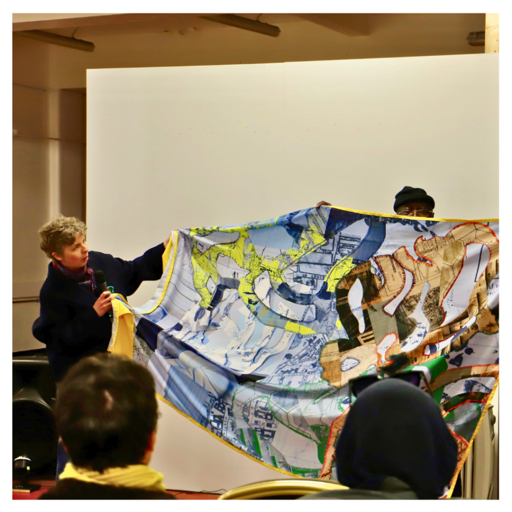 Presentation of 'A cape for Dolcie Obhiozele' at 'Windrush Years' exhibition, Fusion Arts, 2024